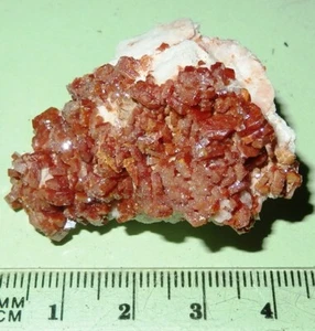 Vanadinite on Barite - Mibladen, Morocco. Mineral specimen 40x25mm #VAN12 - Picture 1 of 3