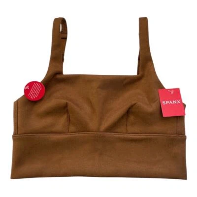 Sutiã SPANX Feminino Longline Decote Quadrado Camurça Bralette Rico Caramelo Tamanho Pequeno - Imagem 1 de 4