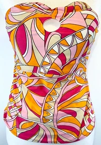 VINTAGE 1990s Y2K PSYCHEDELIC SWIMSUIT TOP OR CLUB SHIRT MOD DISCO DIVA RETRO - Picture 1 of 5