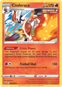4x Cinderace 028/198 - Chilling Reign - Pokemon TCG - Non Holo NM - Foto 1 di 1