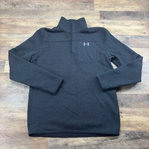 Under Armour Sweater Mens Medium UA Specialist Henley 2.0 Fleece Pullover Black - Picture 1 of 18