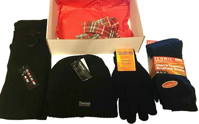 mens hamper gift sets hat , gloves , scarf , thermal socks boxed gift - Image 1 of 4