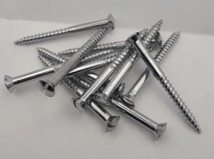 #12 x 2-1/2" Chrome Brass Oval Head Slotted Marine Wood Screws (12) pack CBWS47 - Picture 1 of 2