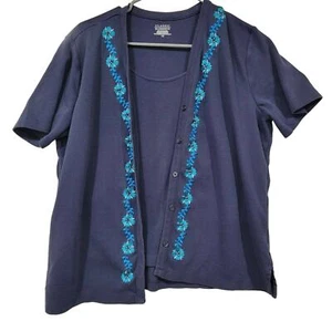Classic Elements Large 100% Cotton Floral Embroidered Fairy 2 in 1 Top Coastal - Picture 1 of 7
