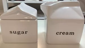 Crate & Barrel Cream and Sugar Set, White containers with lid - Picture 1 of 4