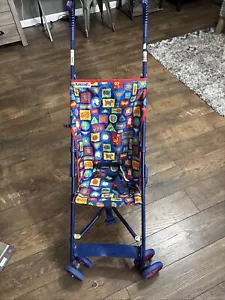 Vintage Kolcraft Kinderwagen 2002 hell, bunte Tiere, Futterpflanzen, Kunst - Bild 1 von 9