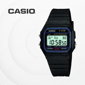 Casio F-91W Digital Watch - Made in Japan, Black Resin Strap, Water Resistant - Picture 1 of 9