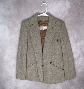 Cubalan Wool Blazer Jacket Womens 9-10 Brown Tweed VTG - Picture 1 of 8