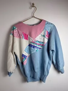 Maglione Anthony Sicari vintage blu rosa pastello 6 USA Pasqua primavera - Foto 1 di 10