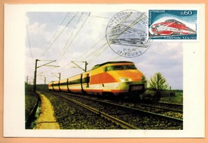 1974-Carte maximum**SNCF-FDC-Turbotrain-TGV/RAIL-Ob.Tours(37)-Yt.1802 - Imagen 1 de 1