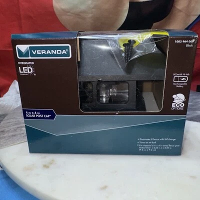 1 PACK - 4 in. x 4 in. Black Solar-Powered Post Cap Light for Deck or Fence  - Image 1 of 4