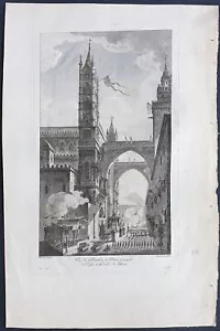 Stampa antica palermo cattedrale saint non 1786 prima edizione acquaforte veduta - Picture 1 of 6