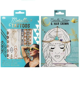 Corona de cabello y tatuajes temporales metálicos nuevos con etiquetas - Imagen 1 de 7