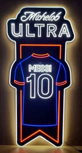 Michelob Ultra Beer LIONEL MESSI T-Shirt 10 LED Light Sign Lamp Bar Wall Decor - Picture 1 of 6