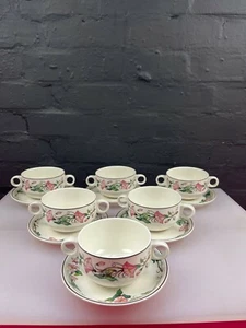 6 x Villeroy & Boch Palermo Suppencoupés Schalen und Ständer/Untertassen Set - Bild 1 von 5