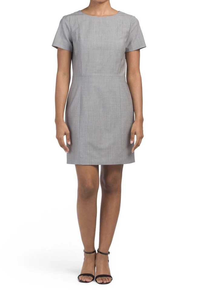 Theory Womens Cassii Gray Melange Suiting Dress 10 Stretch Wool S/s Career