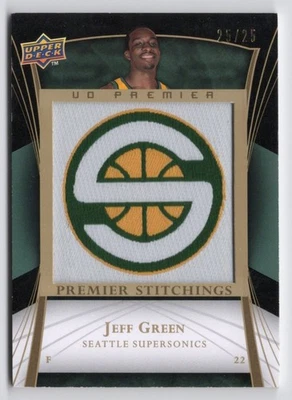 2007-08 UD Premier Stitchings Patch /25 Jeff Green #PS-JG Rookie - Image 1 of 2