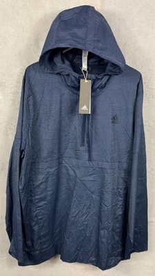 Adidas Para Hombres XL Essentials Anorak Azul 1/2 Cremallera Capucha Bolsillos Ventilados Cordón NUEVO Foto 1 de 4