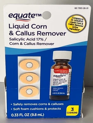 Equate Liquid Corn & Callus Remover w/ Cushions Feet Care 0.33 oz 12/26+
