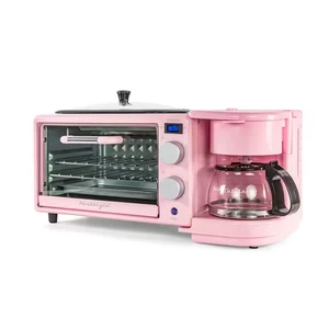 Retro 600 W 3-In-1 Toaster Oven Breakfast Station-Pink - Picture 1 of 7