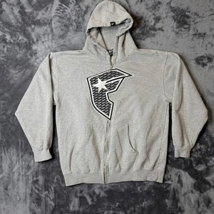 Vintage Y2K Famous F Stars grauer Langarm-Hoodie mit durchgehendem Reißverschluss Größe Large - Bild 1 von 7