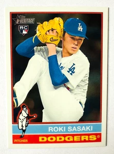 Topps Heritage Roki Sasaki 2025 cromo paralelo RC #224 Dodgers novato - Imagen 1 de 3
