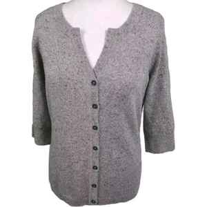 CARDIGAN 50% LANA MERINO GRIGIO SCINTILLANTE UK 10 donna  - Foto 1 di 5