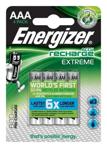 ENERGIZER - Pack de 4 batteries AAA ACA Recharge Extreme NiMH 800mAh - Photo 1/1