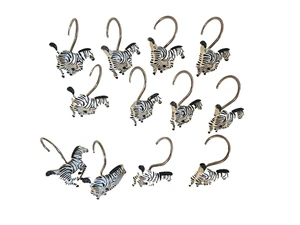 12 Ganchos para Cortina de Ducha Decorativos Safari Patrón Cebra Animal - Imagen 1 de 5