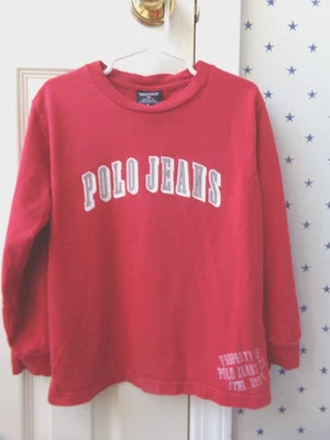 RALPH LAUREN POLO 牛仔 T 恤 6 男孩 复古 100% 棉 y2k 90 年代 复古长袖 — 第 1/4 张图片