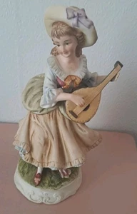Vintage KC Japan Porzellan Figur KE 1818 Dame mit Mandoline Mitte 20. Jahrhundert - Bild 1 von 10