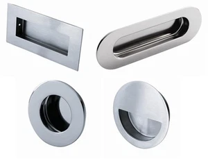 Eurospec Flush Pull Handle Recessed Inset Sliding Cupboard Cabinet Door Pull  - Picture 1 of 4