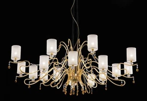 Lampadario a sospensione classico con cristallo trasparente bianco oro  - Imagen 1 de 1