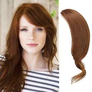 Clip in Side Wavy Bangs 100% Remy Human Hair Fringe Front Bangs Hair Extensions - Picture 1 of 20