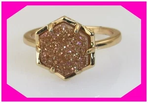 KENDRA SCOTT KYLIE Hexagon DRUSY Pink RING Size 8 Nwotag 50% - Picture 1 of 3