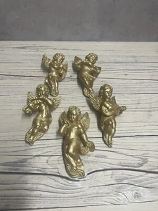 5 x Architectural Ornate Plaster Cherub Angel Musical Wall Decor Hanging Plaques - Picture 1 of 8