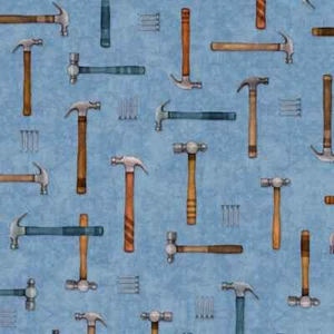 Dan Morris For QT Fabrics A Little Handy Hammers/Nails Fabric 31" x 44" Remnant - Picture 1 of 1