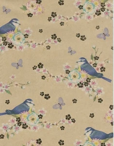 Blue Birds on Kraft Wrapping Paper - Picture 1 of 1