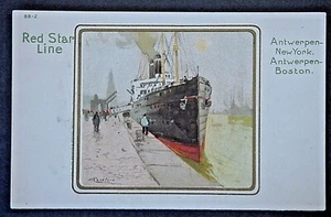 Red Star Line Ship in Harbor Signed H. Cassiers FREE SHIPPING - Picture 1 of 2
