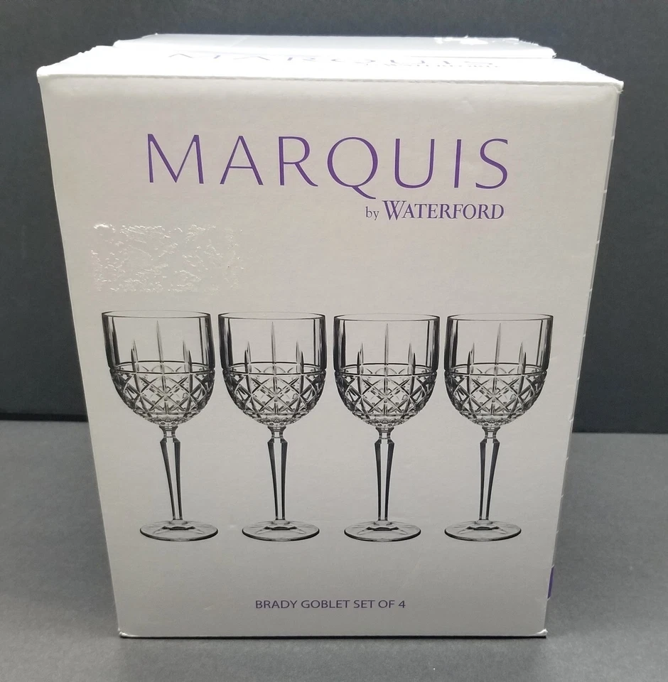 Marquis by Waterford Brady Crystalline Wine Water Glasses Goblets Set of 4 EUC