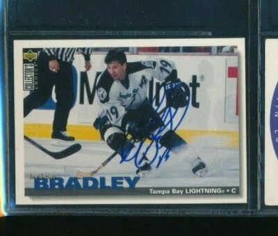 1995 Upper Deck #128 Brian Bradley Lightning Signed Autograph (BJ104) SWSW6 - Image 1 of 2