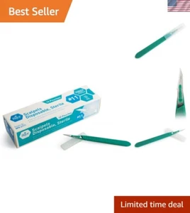 Pack of 10 Sterile Disposable Scalpel Blades with Plastic Handles - Heavy Duty - Picture 1 of 9