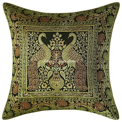 Brocade Jacquard Cushion Cover Throw Ethnic Pillow Case Hippie Gypsy Home Decor - Image 1 of 4