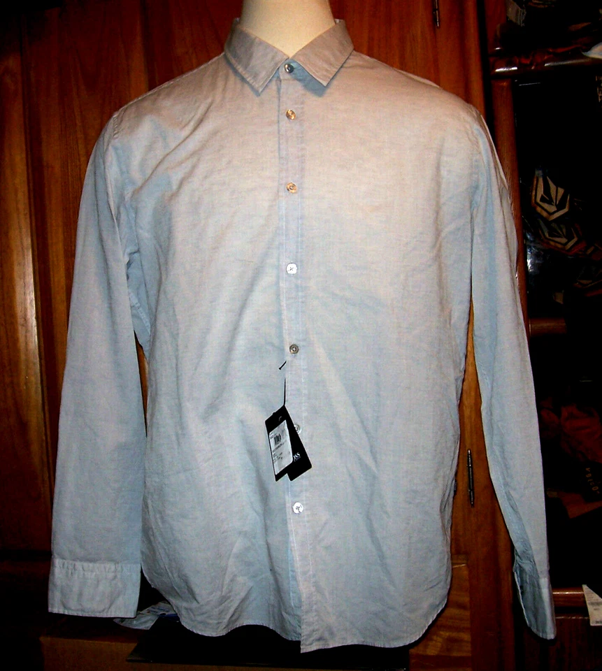 NEW Hugo Boss sz 2XL XXL Black label long sleeve LUCAS dress shirt linen cotton - Image 1 of 4
