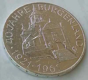 25 Schilling 1961. 40th Anniversary of Burgenland, Austria Silver (.800) coin ! - Picture 1 of 2