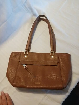 Calvin Klein Lug Brown Leather 2 Strap Shoulder Tote Cute Bag! - Image 1 of 4