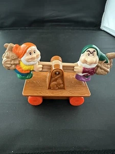 Disney Snow White Seven 7 Dwarfs Railroad Handcar Happy Meal Toy 1990s Push Pull - Picture 1 of 4