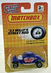 Matchbox MB69 '33 Willy's Street Rod Blue With Red Graphics 1992 Vintage New - Picture 1 of 7