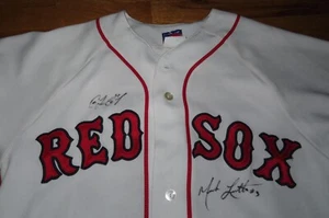 Majestic COCO CRISP MARK LORETTA signed BOSTON RED SOX (SM) Baseball Jersey COA - Picture 1 of 7