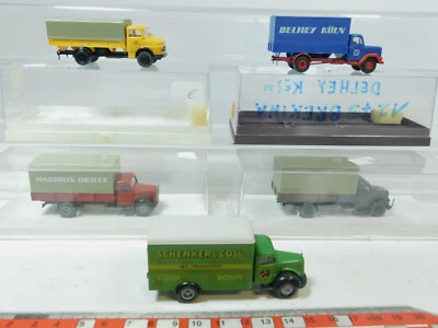 AZ426-1# 5X Brekina H0 (1:87) LKW: Magirus 4101+4100+4608 Delhey+MB Schenker Ecc - Immagine 1 di 4